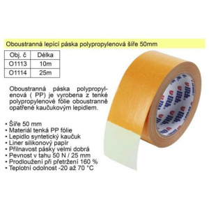 Lepiaca páska dvojstranná polypropylénová 50mmx10m
