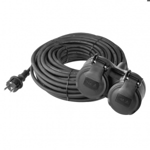 Predlžovací kábel gumový – 2 zásuvky, 10m, 3× 1,5m